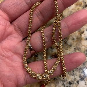 Radiant Gold Necklace with Crystal Accents